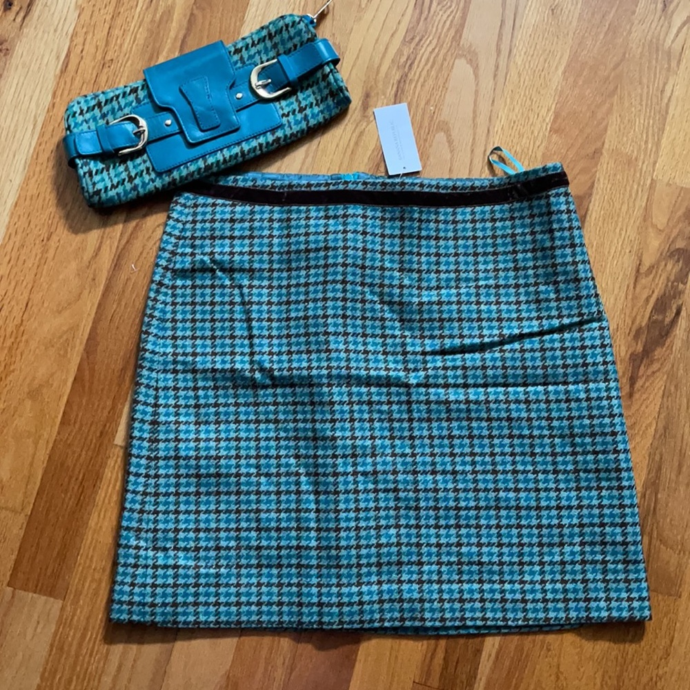 Banana Republic houndstooth clutch and skirt